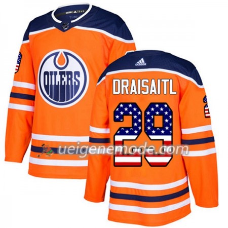Herren Eishockey Edmonton Oilers Trikot Leon Draisaitl 29 Adidas 2017-2018 Orange USA Flag Fashion Authentic